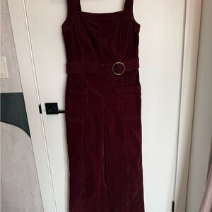Pilcro and the Letterpress Maroon Corduroy Jumpsuit